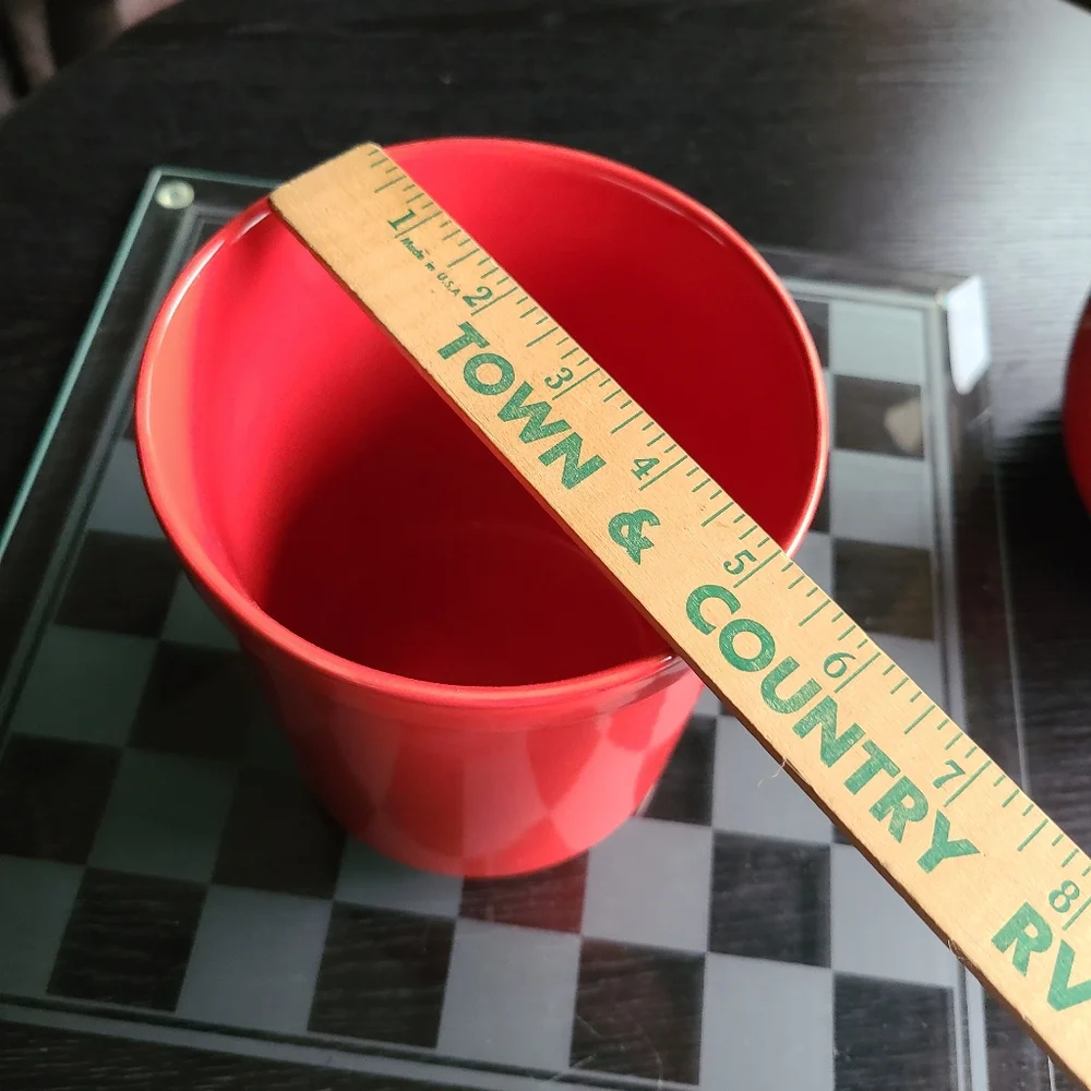 Vibrant Red Ceramic Kitchen Decor Holds Spatula and spoons